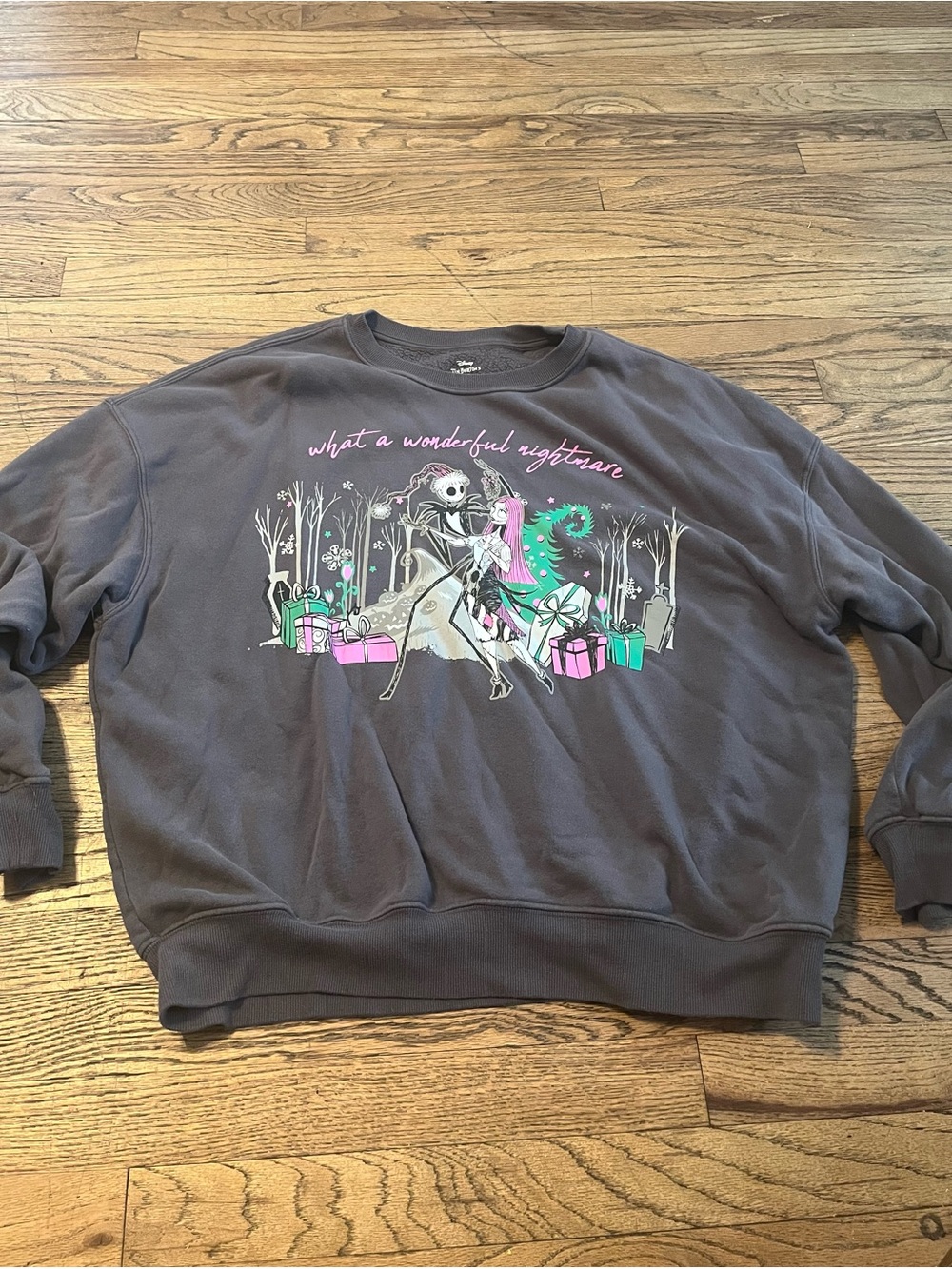 Womens Gray Crewneck Graphic Sweatshirt - 'What a Wonderful Nightmare'